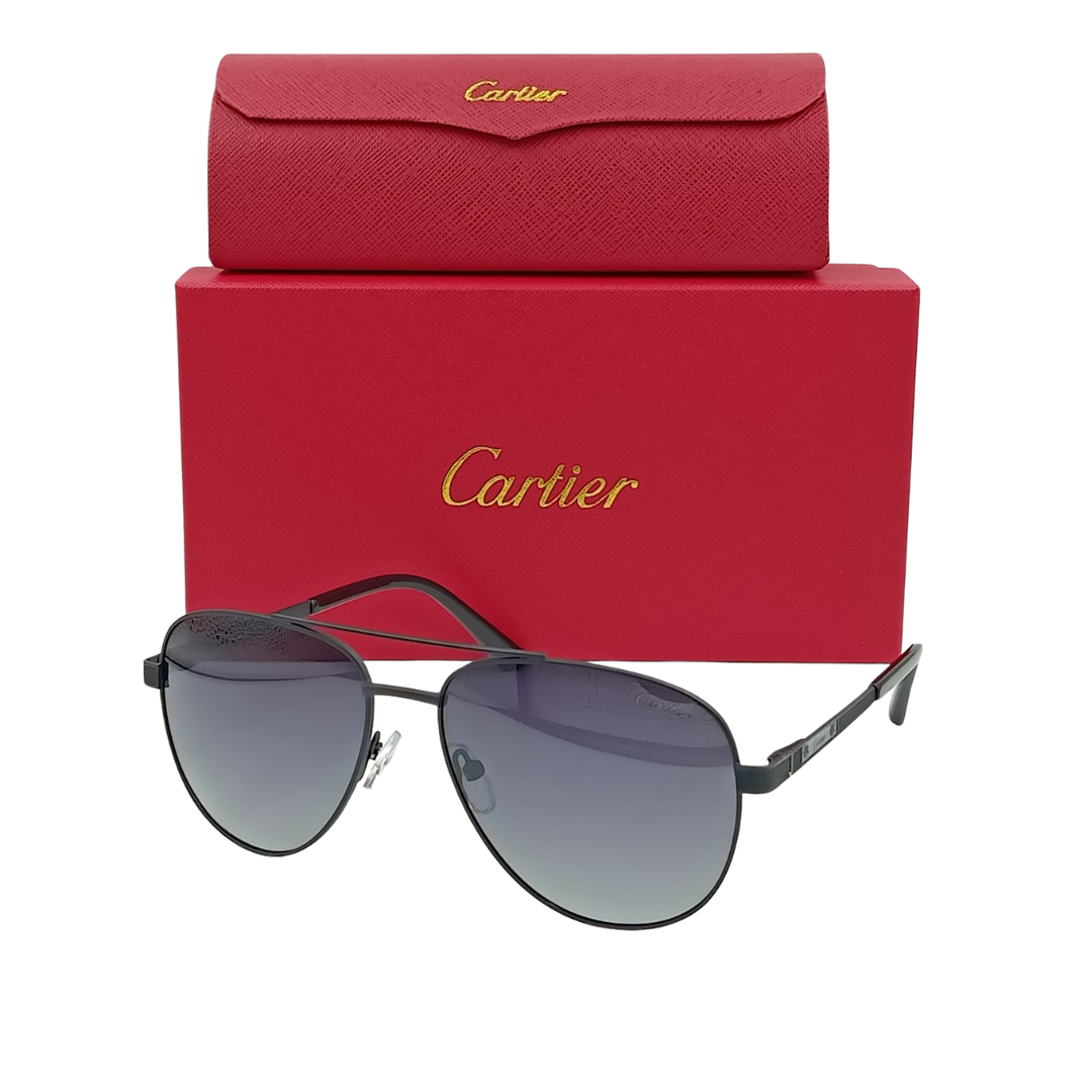 Lunettes de soleil Cartier CT0034S Métal Gris/Noir