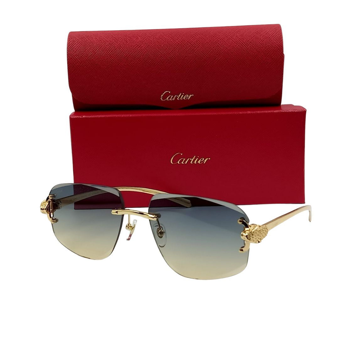 Lunettes de soleil CARTIER  CT0648 Bleu D/Gold